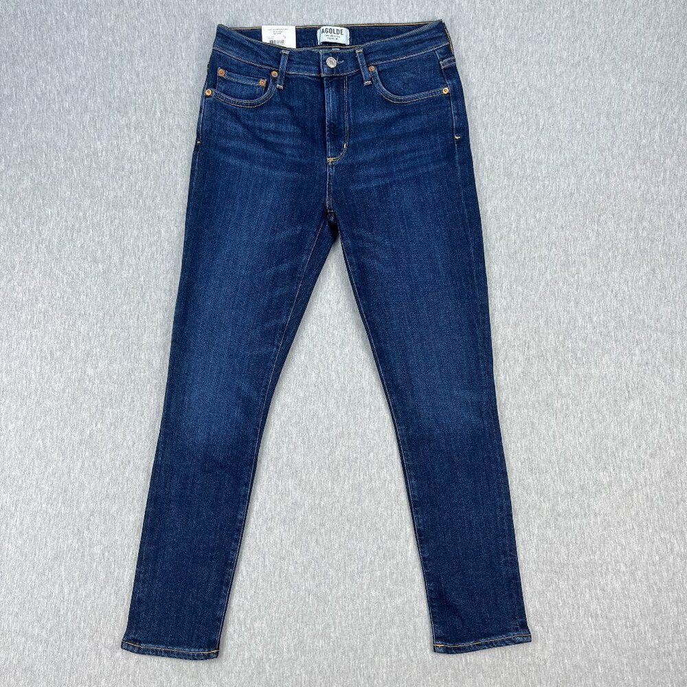 AGOLDE Sophie High Rise Skinny Crop Jean Womens 28 Blue Denim Reverb Whisker NEW